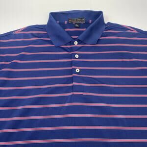 Peter‎ Millar Summer Comfort Large Blue Pink Striped Golf Polo Shirt